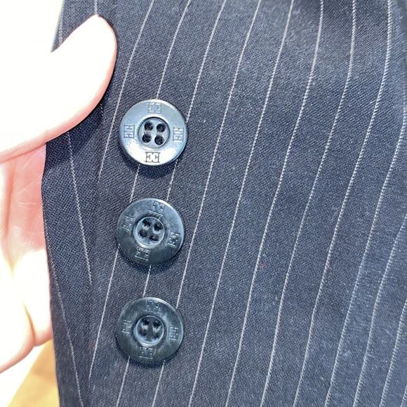 Escada Vintage Pinstripe Skirt & Blazer Set Sz 10 Lightweight Fitted Designer - Picture 3 of 16